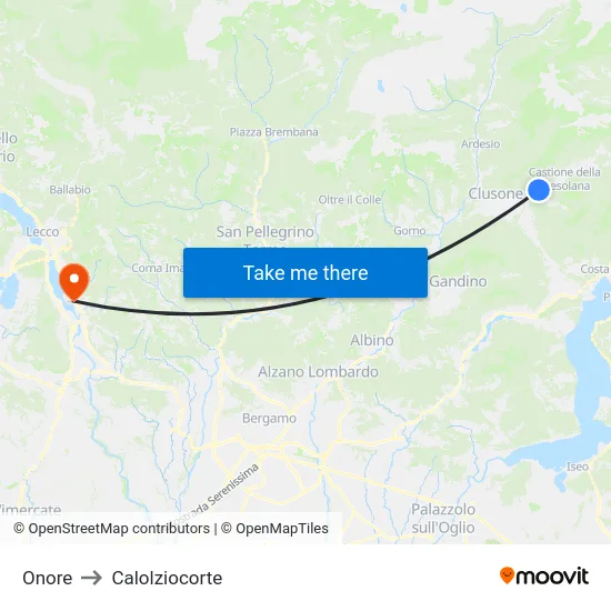 Onore to Calolziocorte map