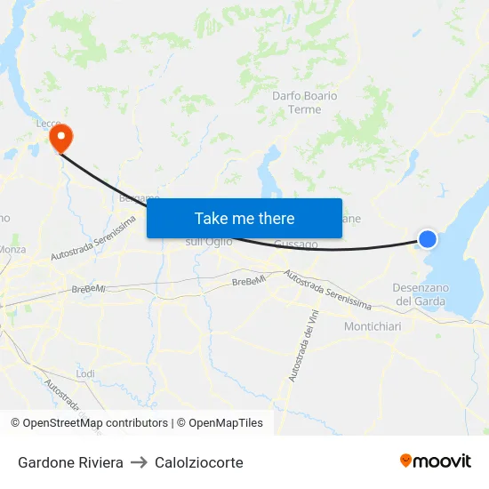 Gardone Riviera to Calolziocorte map