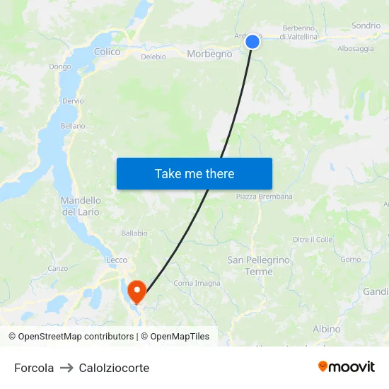 Forcola to Calolziocorte map