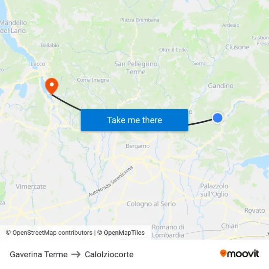 Gaverina Terme to Calolziocorte map