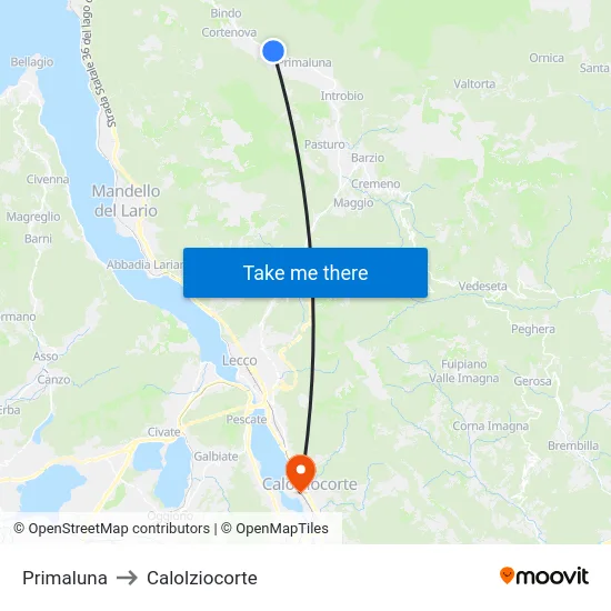 Primaluna to Calolziocorte map