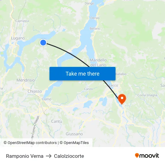Ramponio Verna to Calolziocorte map
