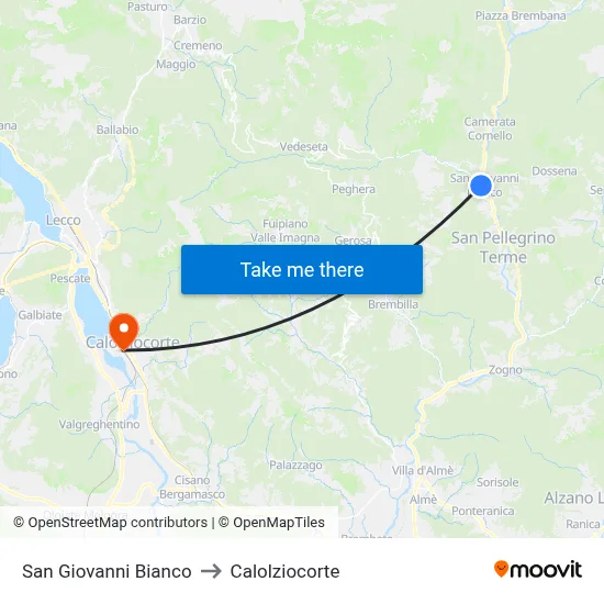 San Giovanni Bianco to Calolziocorte map