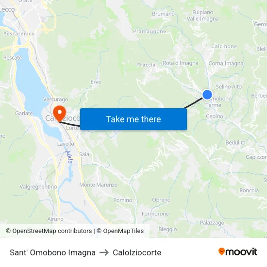 Sant' Omobono Imagna to Calolziocorte map