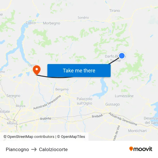 Piancogno to Calolziocorte map