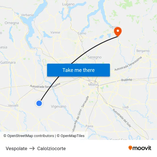 Vespolate to Calolziocorte map