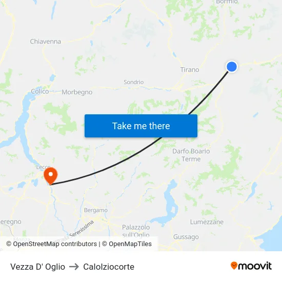Vezza D' Oglio to Calolziocorte map