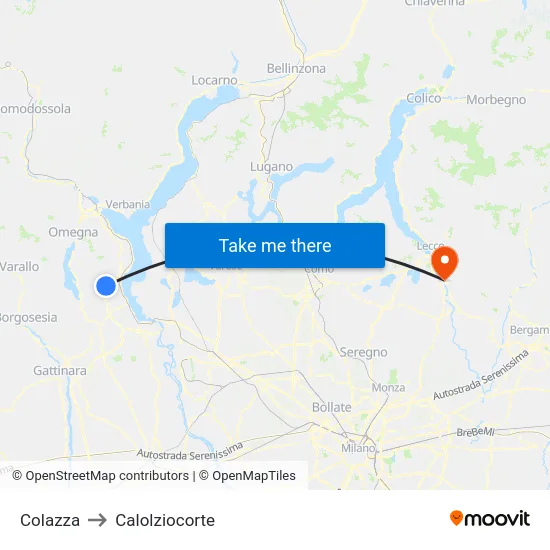 Colazza to Calolziocorte map