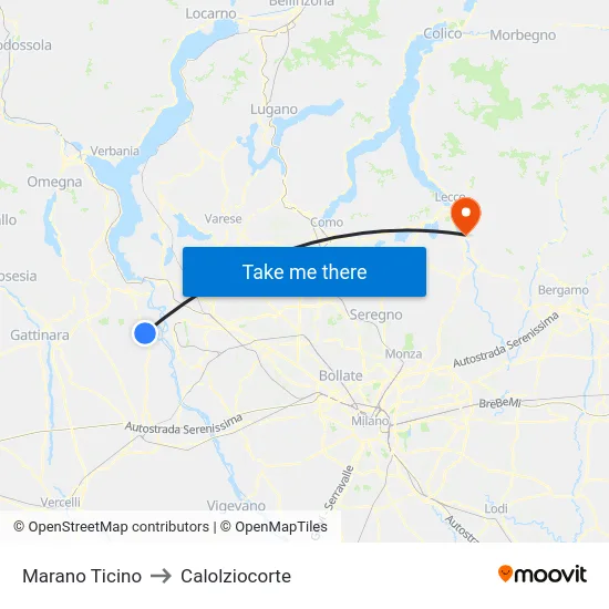 Marano Ticino to Calolziocorte map