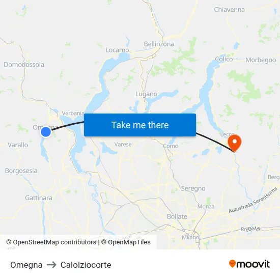 Omegna to Calolziocorte map