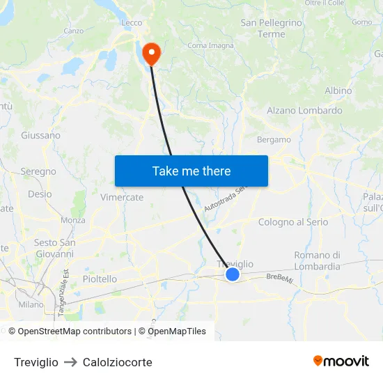 Treviglio to Calolziocorte map