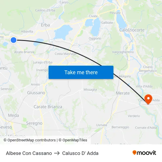 Albese con Cassano to Calusco d'Adda map