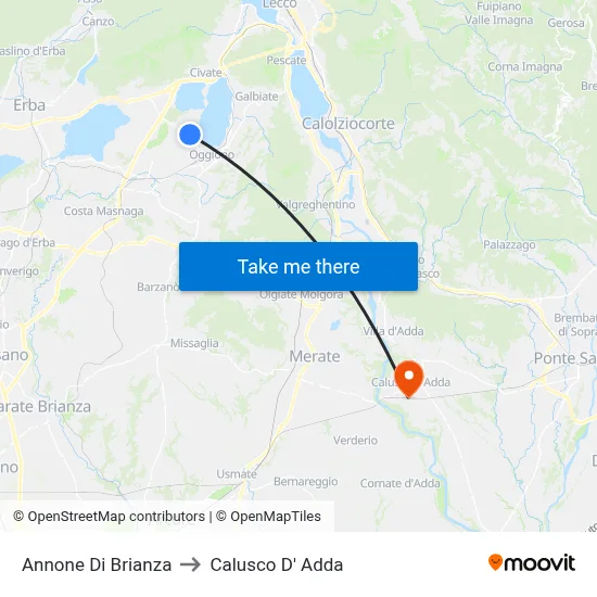 Annone di Brianza to Calusco d'Adda map