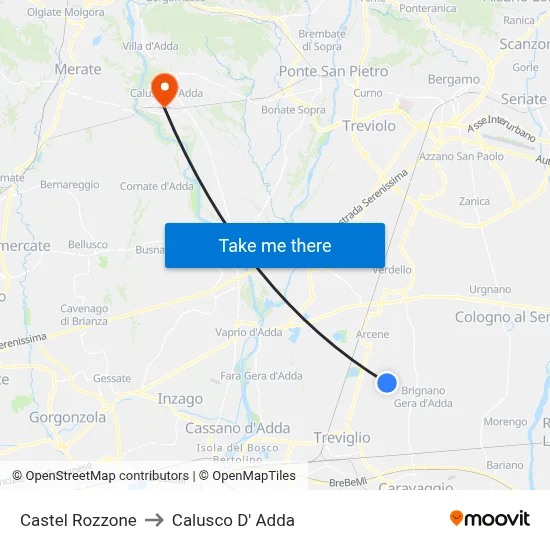 Castel Rozzone to Calusco d'Adda map