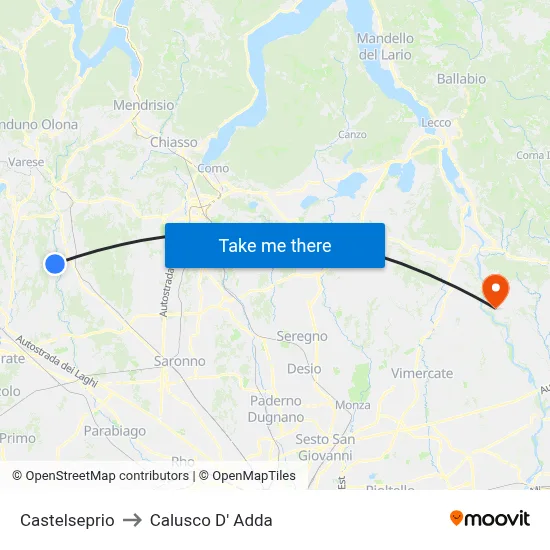 Castelseprio to Calusco d'Adda map
