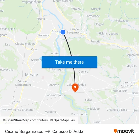 Cisano Bergamasco to Calusco D' Adda map