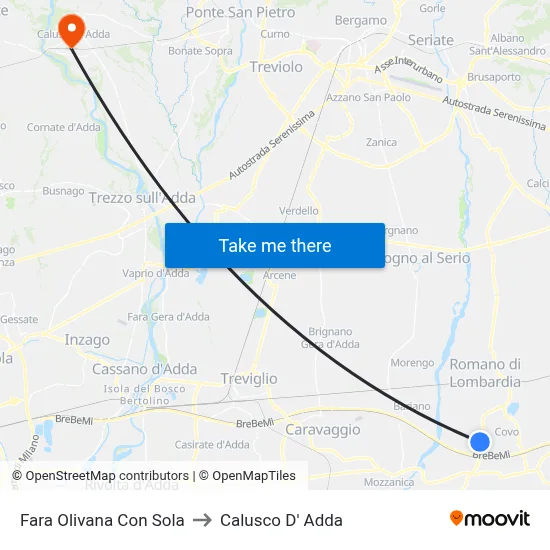 Fara Olivana Con Sola to Calusco d'Adda map