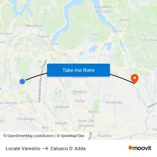 Locate Varesino to Calusco d'Adda map