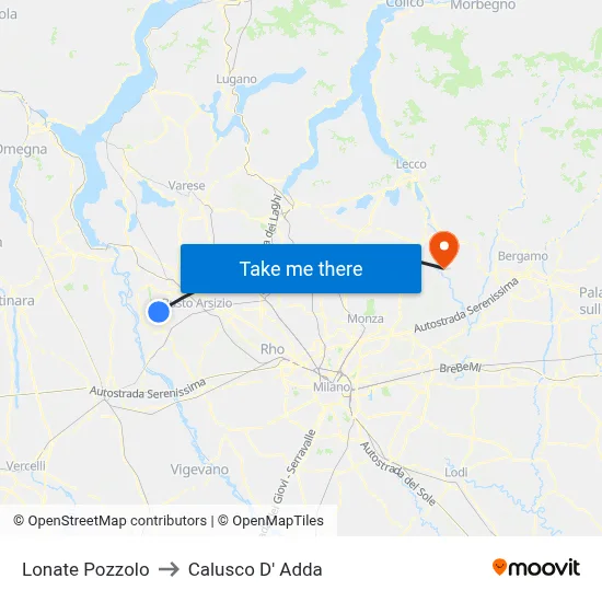 Lonate Pozzolo to Calusco d'Adda map