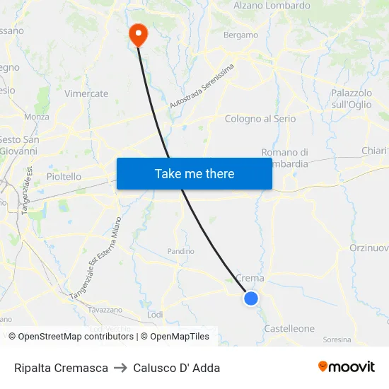 Ripalta Cremasca to Calusco d'Adda map