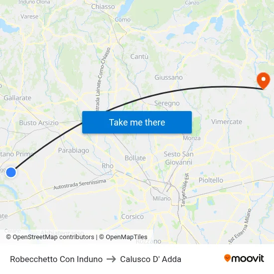Robecchetto Con Induno to Calusco d'Adda map