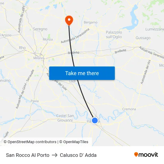 San Rocco Al Porto to Calusco d'Adda map