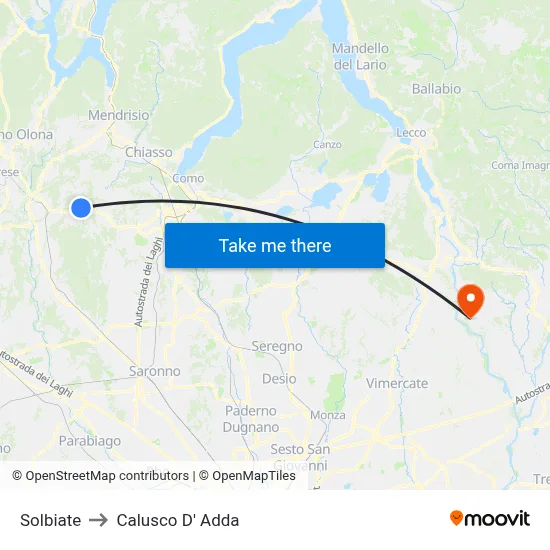 Solbiate to Calusco d'Adda map