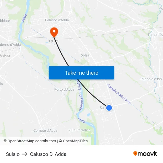Suisio to Calusco d'Adda map