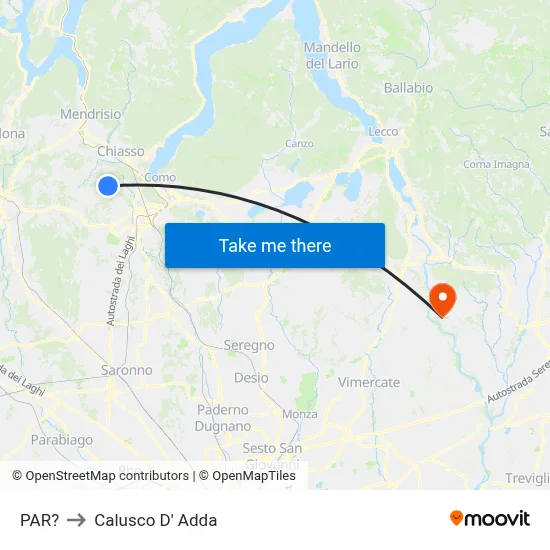 Parre to Calusco d'Adda map