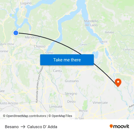 Besano to Calusco d'Adda map