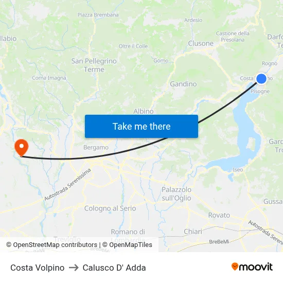 Costa Volpino to Calusco d'Adda map