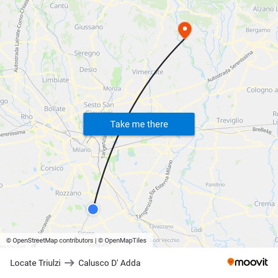 Locate Triulzi to Calusco D' Adda map