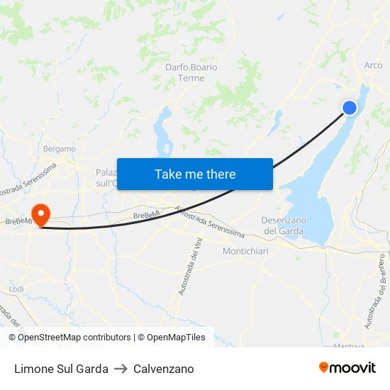 Limone Sul Garda to Calvenzano map