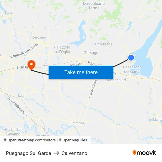 Puegnago sul Garda to Calvenzano map