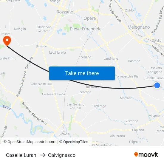 Caselle Lurani to Calvignasco map