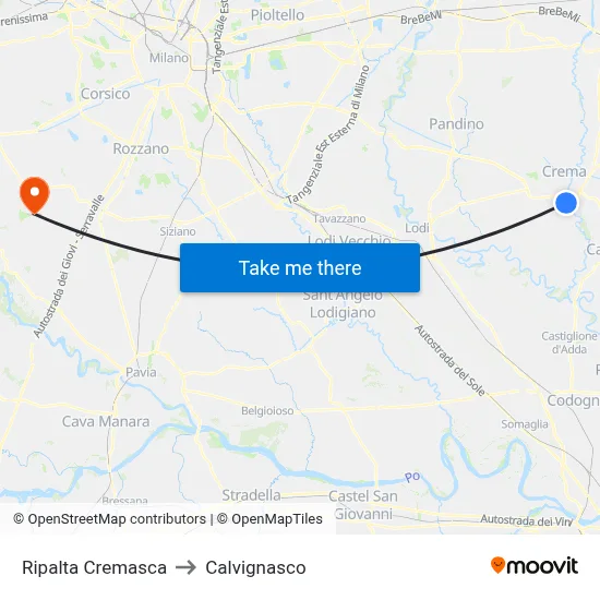 Ripalta Cremasca to Calvignasco map