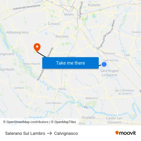 Salerano Sul Lambro to Calvignasco map