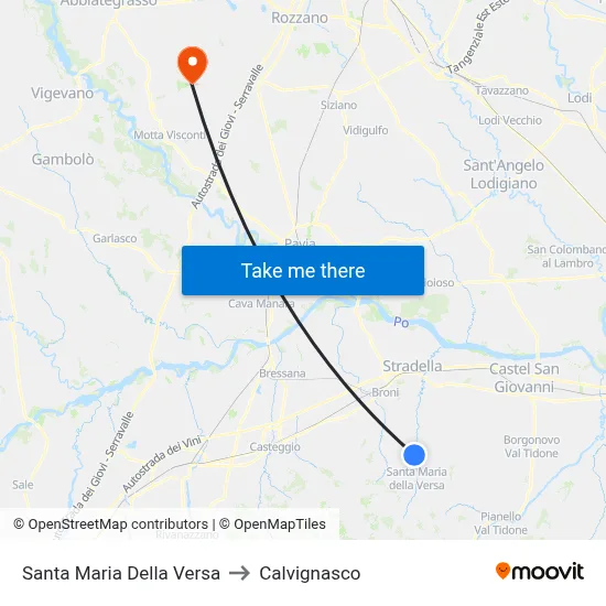 Santa Maria Della Versa to Calvignasco map