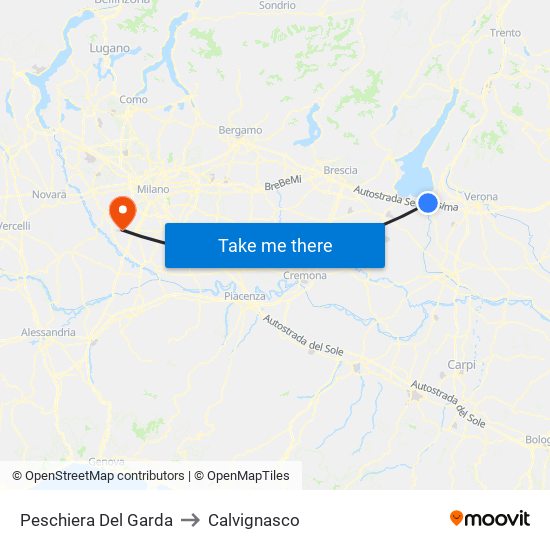 Peschiera Del Garda to Calvignasco map