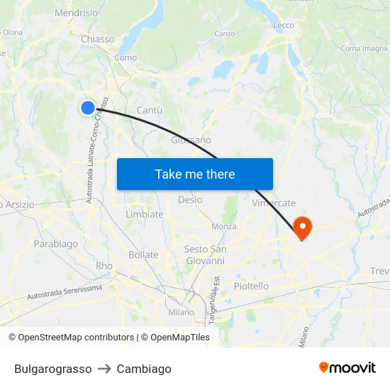 Bulgarograsso to Cambiago map