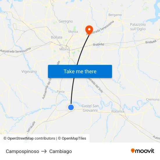 Campospinoso to Cambiago map