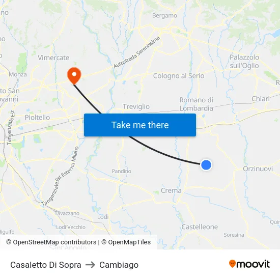 Casaletto di Sopra to Cambiago map
