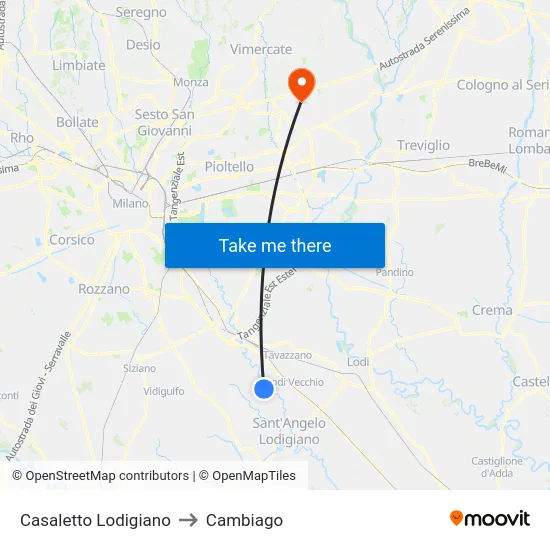 Casaletto Lodigiano to Cambiago map