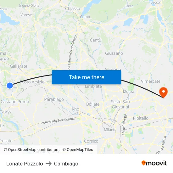 Lonate Pozzolo to Cambiago map