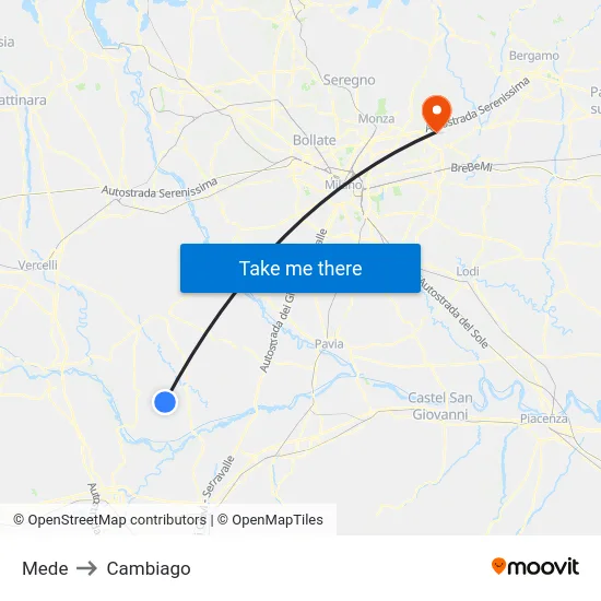 Mede to Cambiago map