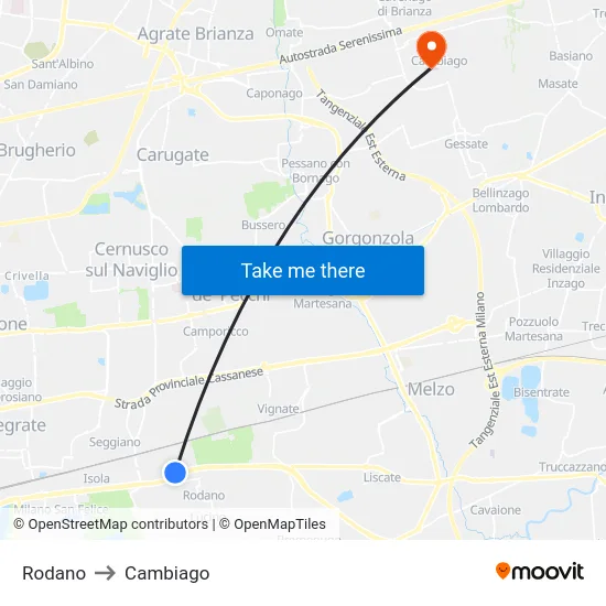 Rodano to Cambiago map