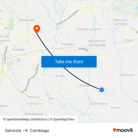 Salvirola to Cambiago map