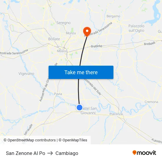 San Zenone al Po to Cambiago map
