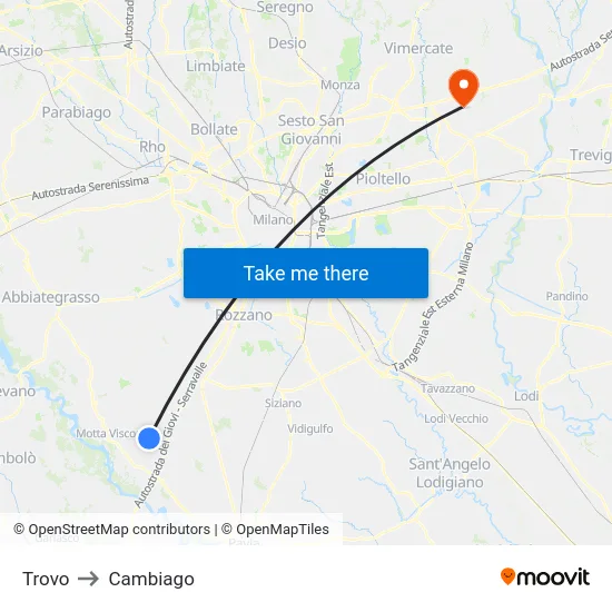 Trovo to Cambiago map