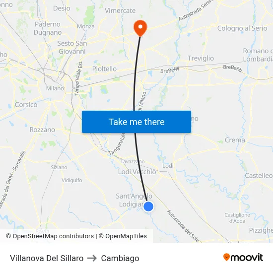 Villanova Del Sillaro to Cambiago map